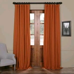 Burnt Orange Velvet/Suede Curtain